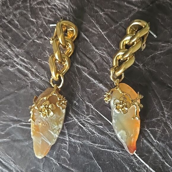 ZIMMERMANN Chain & Flower Drop Earrings Quartz NEW - Picture 6 of 10